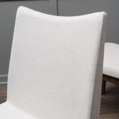 Mid-Century Modern Upholstered Dining Chairs in Light Beige