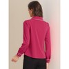 INSPIRE CHIC Women's Casual Peter Pan Collar Button Down Contrast Puff Sleeve Work Blouse - 4 of 4