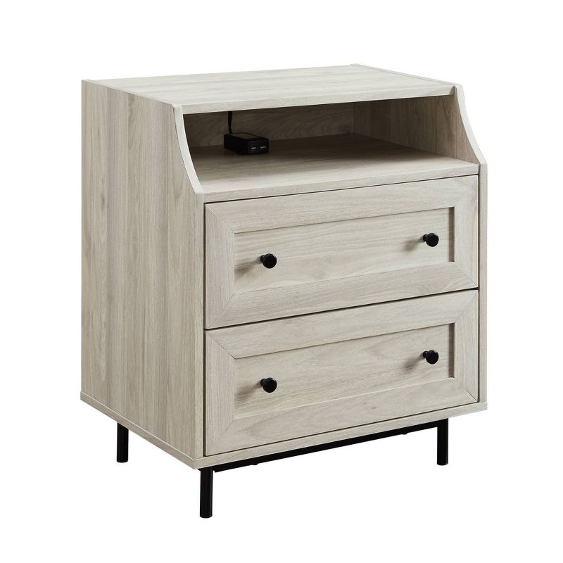 Transitional 2 Drawer Nightstand with USB Port - Saracina Home, 4 of 13