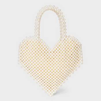 Beaded Pearl Heart Clutch - A New Day™ Off-White