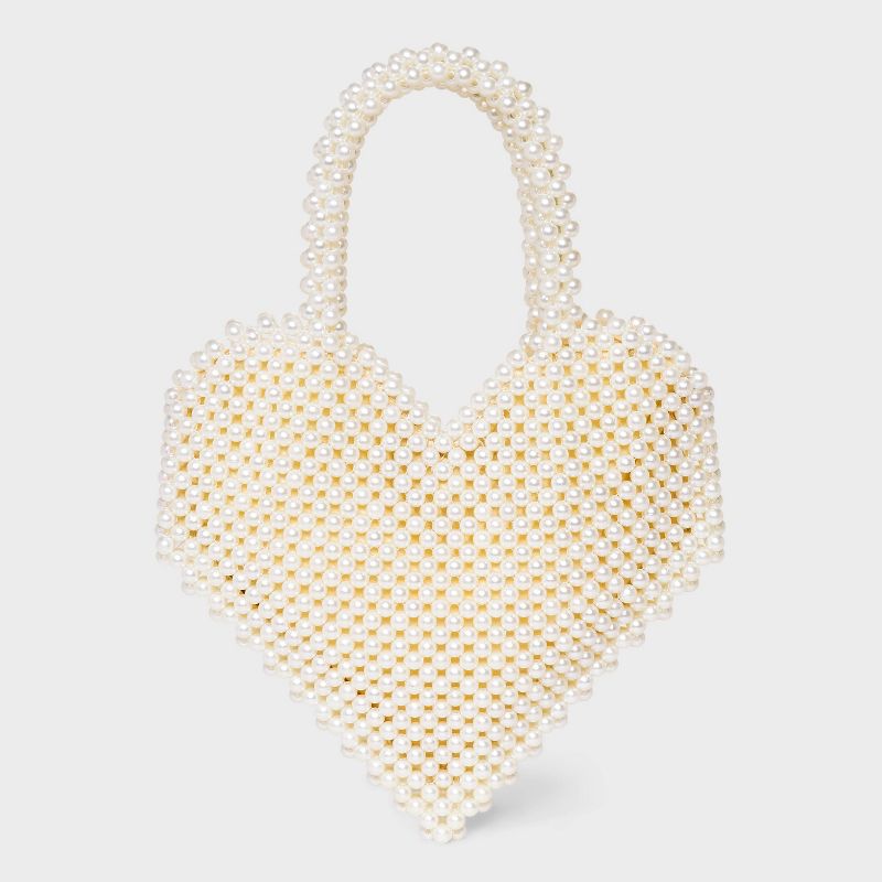 Beaded Pearl Heart Clutch - A New Day&#8482; Off-White, 1 of 13