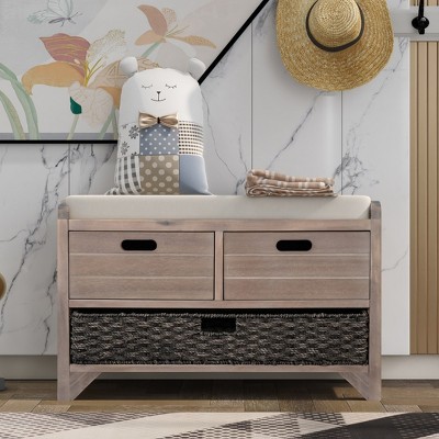 Modern Storage Bench, with Drawers & Removable Cushion, Shoe Bench, for Bedside, Living Room, Entryway, Multiple Design Styles & Color Combinations