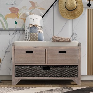 Modern Storage Bench, with Drawers & Removable Cushion, Shoe Bench, for Bedside, Living Room, Entryway, Multiple Design Styles & Color Combinations - 1 of 4