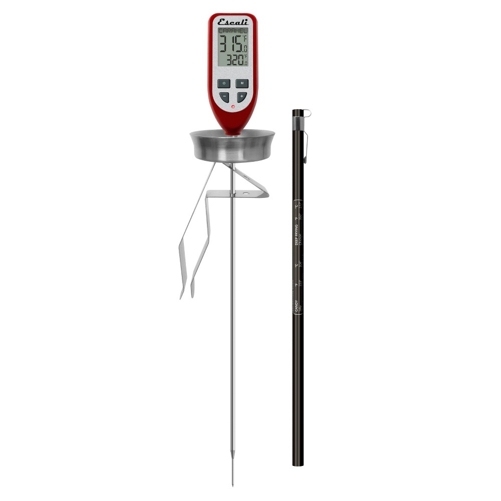 Escali Digital Candy and Deep Fry Thermometer: Stainless Steel Cooking Tool, 500°F Max, Red, Kitchen & Frying Thermometer