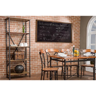 Lancashire 74'' Rustic Brown Wood and Antique Bronze Metal Bookcase