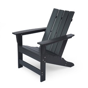 GlasFlength Patio Chaise Lounges Encino Adirondack Chair Outdoor HDPE Lounge Chair for Deck Garden Backyard, Black, 30.5"*32.5"*37" - 1 of 4