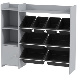 Aghana Digitals Kids Toy Organizer with 8 Bins, 2 Cubbies, Shelf & Drawer - Gray MDF Steel Storage - 1 of 4