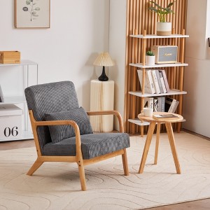 Lyngins Polyester Accent Chairs with Pillow,Upholstered Arm Chairs with Solid Wood Frame for Living Room,Bedroom - 1 of 4