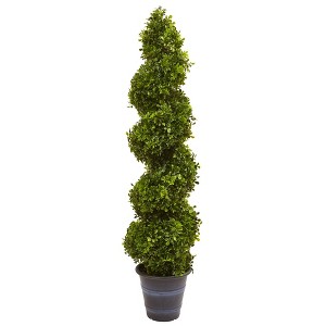 Boxwood Spiral Topiary with Planter - Nearly Natural - 1 of 3