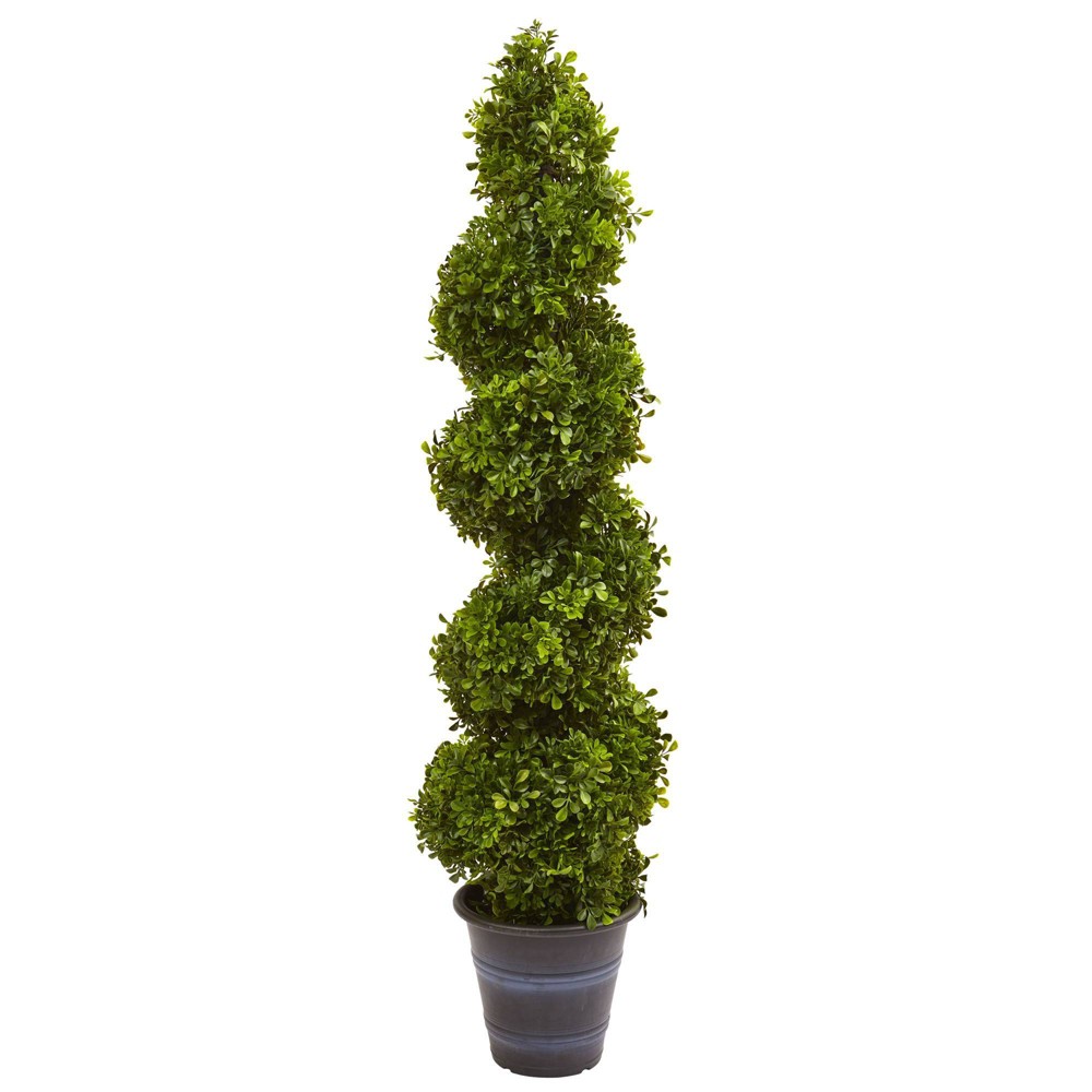 Nearly Natural Boxwood Spiral Topiary w/ Planter