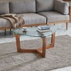 NicBex Modern 42" Triangle Coffee Table with Tempered Glass Top and Wood Legs for Living Room and Bedroom, Brown - 2 of 4
