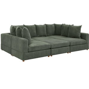 TiramisuBest Haven 6-Piece Modular Corduroy Sectional Sofa, Comfortable Green Upholstery for Modern Living Rooms and Open Spaces - 1 of 4