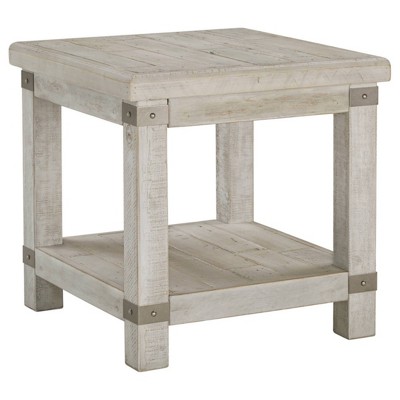 Contemporary Gray Rectangular End Table with Storage
