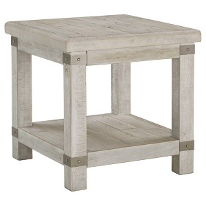 Carynhurst Rectangular End Table White - Signature Design by Ashley: Farmhouse Style, Distressed Finish, Storage Shelf - 1 of 4