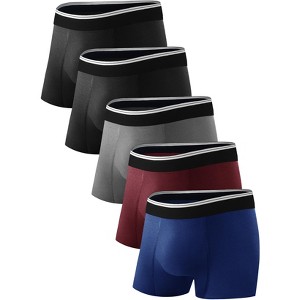 TIICHOO Incontinence Underwear for Men Washable Leakproof Boxer Briefs for Bowel Leakage Cotton Absorbent Underwear 5 Pack - 1 of 4