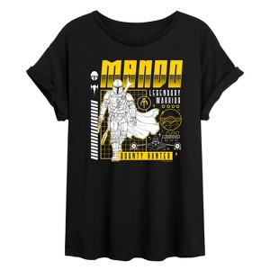 Women's - Star Wars - The Mandalorian Mando Dark Digital Oversized Graphic T-Shirt - 1 of 4