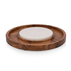 Toscana Isla Serving Platter Acacia Wood with Marble Cheese Board Insert Acacia Wood - 1 of 4