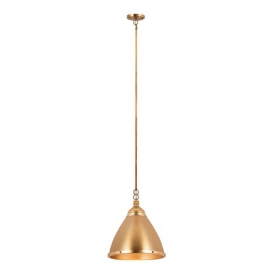 Mini Satin Brass Glass and Steel Pendant Light