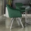 Simple Relax Upholstered Swivel Dining Arm Chair with Sloped Armrests in Green and Chrome - 2 of 4