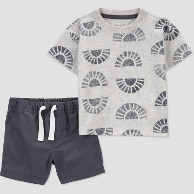 Image of Carter's Just One You® Baby Boys' Sun Top & Bottom Set - Gray 9M