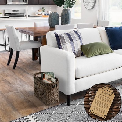 Espresso Oval Seagrass Magazine Holder Basket with Handles