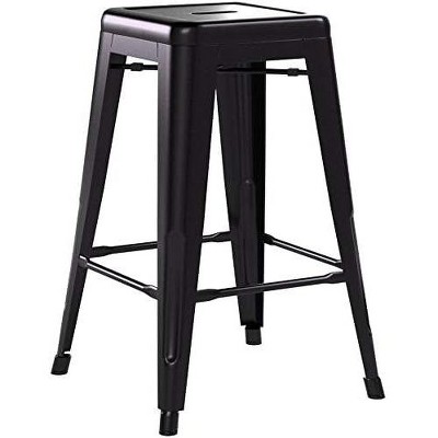 Set of 4 Black Metal 24" Stackable Bar Stools