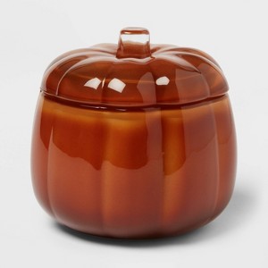 Lidded Glass Pumpkin Jar Candle - Threshold™ - 1 of 3