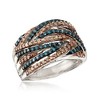 Ross-Simons 1.00 ct. t.w. Blue and Champagne Diamond Ring in Sterling Silver - 4 of 4