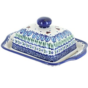 Blue Rose Polish Pottery 67 Vena Butter Dish - 1 of 2
