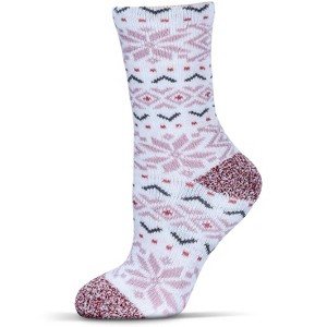 Memoi Women's Snowflake Buttersoft Plush Lined Crew Socks Mauve 9-11 - 1 of 4