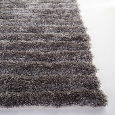 Hand-Tufted Gray Shag Wool Blend Area Rug, 42" x 6"