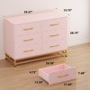 Jojoka 6 Drawer Dresser for Bedroom, Narrow Wooden Storage Organizer Cabinet with Metal Legs, for Living Room, Pink - 2 of 4