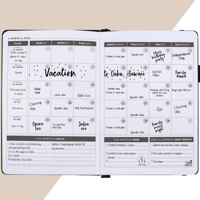 Undated Planner Weekly 8.25&#34;x5.75&#34; Black - Clever Fox, 4 of 6