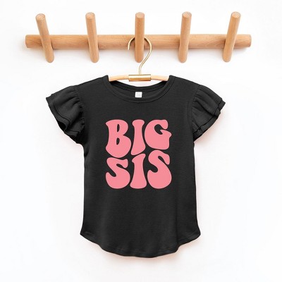 The Juniper Shop Big Sis Wavy Toddler Flutter Sleeve Tee