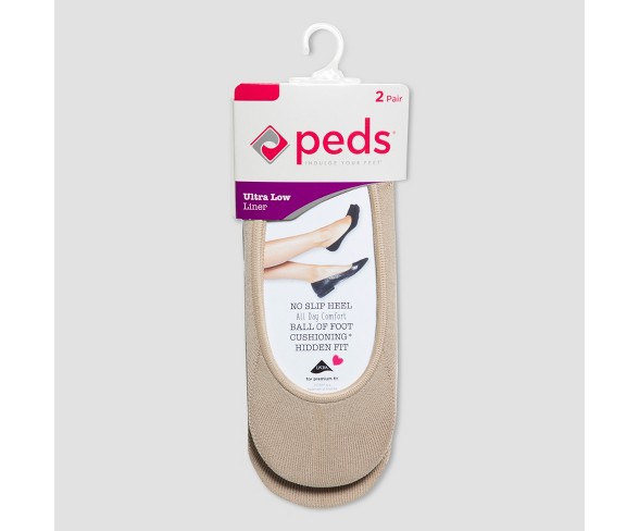 Peds Women's Microfiber Nylon 2pk Liner Socks - Nude M(5-10)