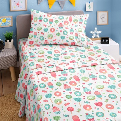 Kids 4 Piece Bed Sheet Set - Cute & Cozy Wrinkle-Resistant with Vibrant Designs - CGK Linens.