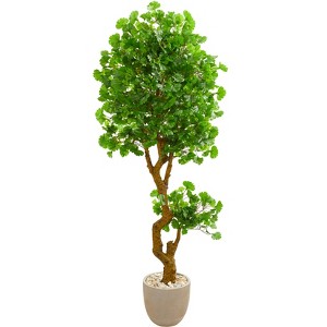 Nearly Natural 6.5-ft Jingo Artificial Tree in Sand Colored Planter UV Resistant (Indoor/Outdoor) - 1 of 1