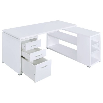 Yvette 3 Drawer L-shape Desk White - Coaster : Target