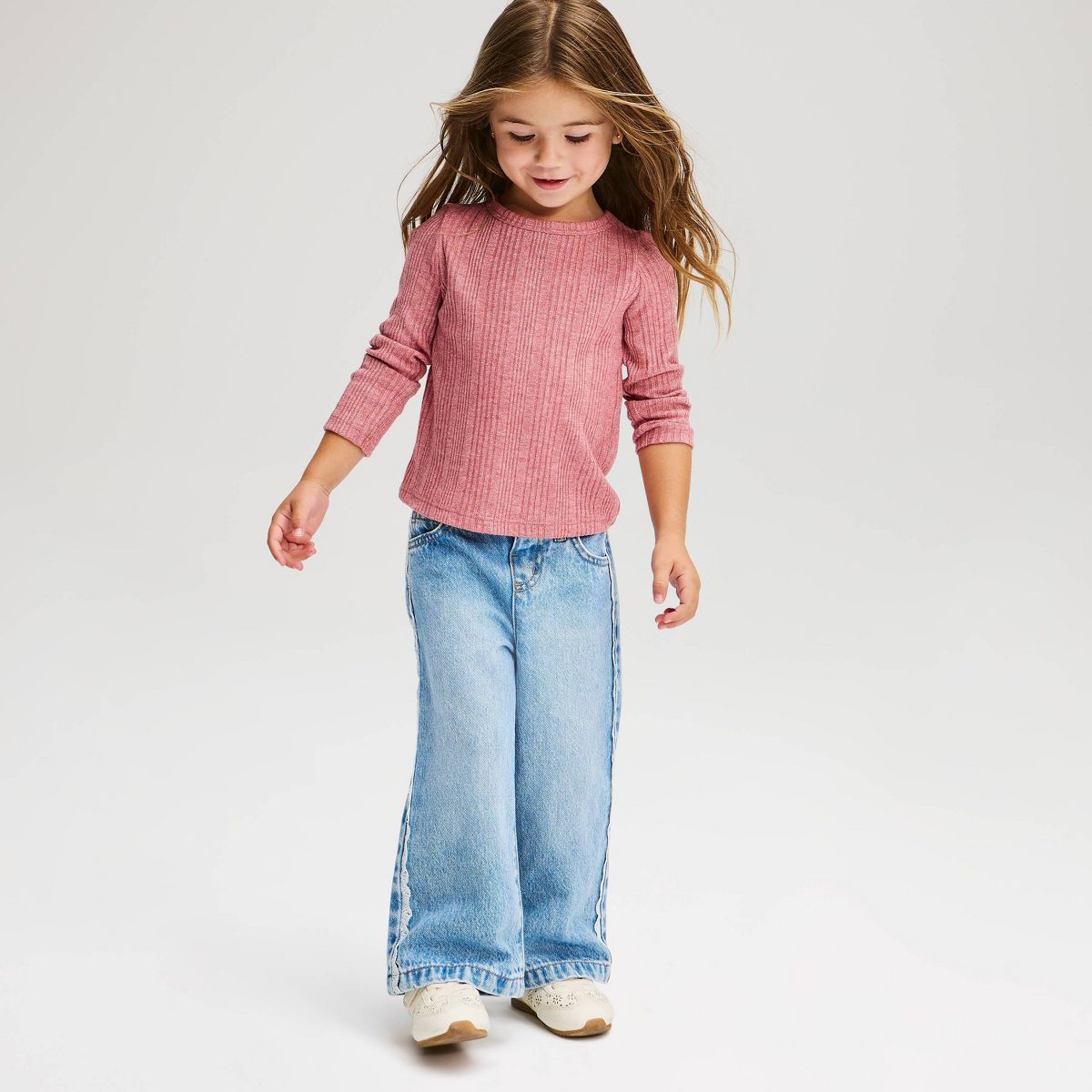 Baby & Toddler Girls' Solid Ribbed Long Sleeve T-Shirt - Cat & Jack™ - thumbnail 7
