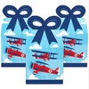Big Dot of Happiness Taking Flight - Airplane - Square Favor Gift Boxes - Vintage Plane Baby Shower or Birthday Party Bow Boxes - Set of 12 - 2 of 4
