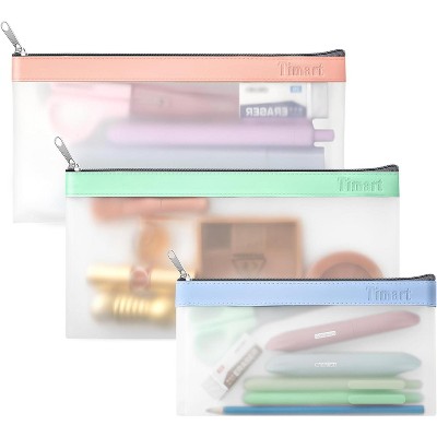 Paaaawaters Clear Pencil Pouch-3 Pack, Clear Pencil Case, Pen Holder with Zipper for Kids, Makeup Pouch, Kids Pencil Pouch