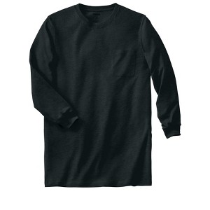 KingSize Men's Big & Tall Shrink-Less Lightweight Longer-Length Long-Sleeve Crewneck Pocket Tee - 1 of 4