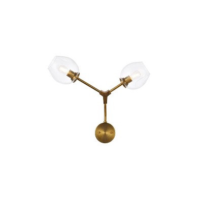 Elegant Lighting Cavoli 2 lights brass wall sconce