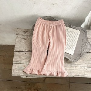 MyKids-Usa Baby Solid Color Elastic Cotton Comfy Flared Pants - 1 of 4