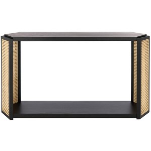 Jovie Rattan Console Table - SFV4107A - Black - Safavieh Couture - 1 of 4