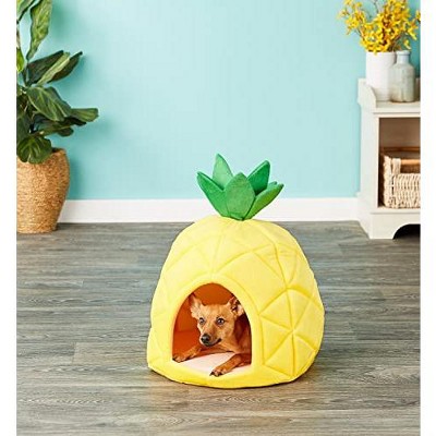Small Yellow Pineapple Pet Bed House with Cushion