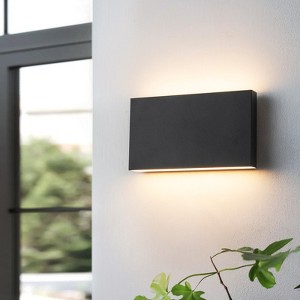 LLHZSY 9 4/5"W x 5 1/2"H" Modern Outdoor Wall Light Fixture New Box LED Exterior Sconce Light Mount Porch Yard Front Door House -Black - 1 of 4