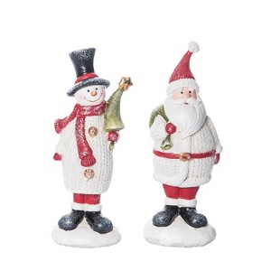 Transpac Medium Resin Knit Santa/Snowman Figurine Set of 2 Christmas Home Decorations - 1 of 1