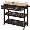 Yaheetech 40 Inch Rolling Kitchen Island Cart with Storage Shelves and Drawer - 3 of 4