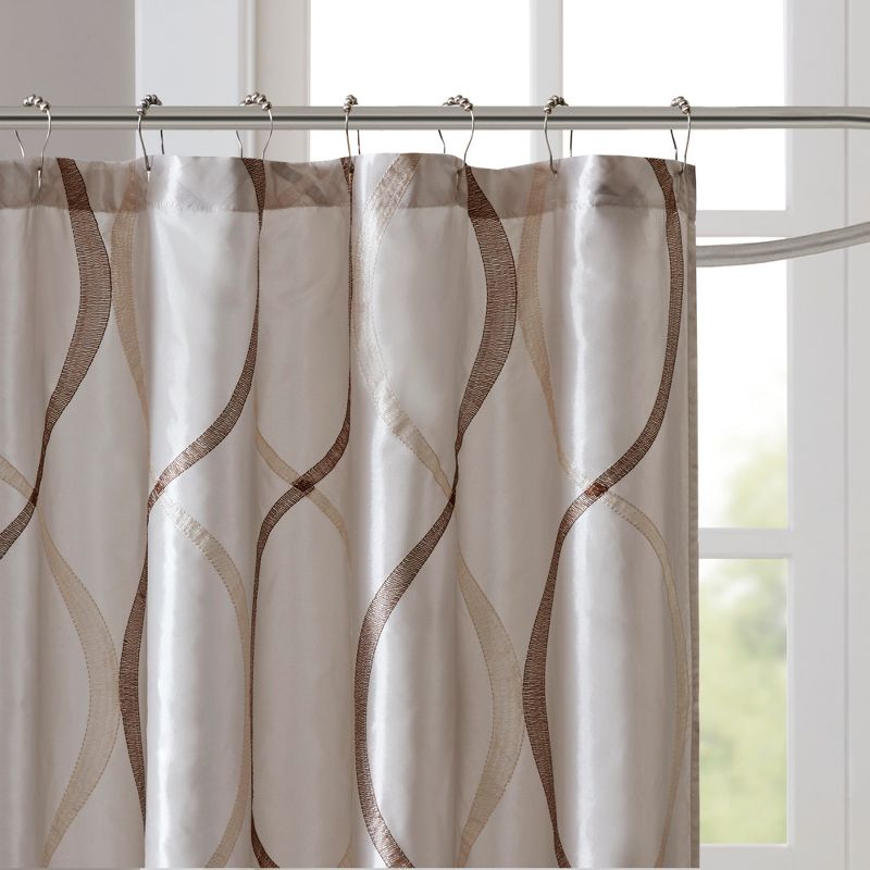Fenice Taffeta Embroidered Shower Curtain Ivory, 4 of 6